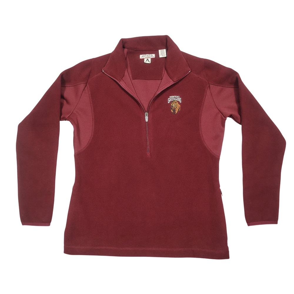 Montana Grizzlies Antigua 1/4 Zip Fleece Mens M NCAA Football Logo Maroon
